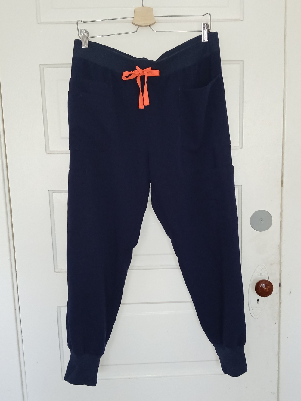 Figs Navy Track Joggers with Orange Drawstring
